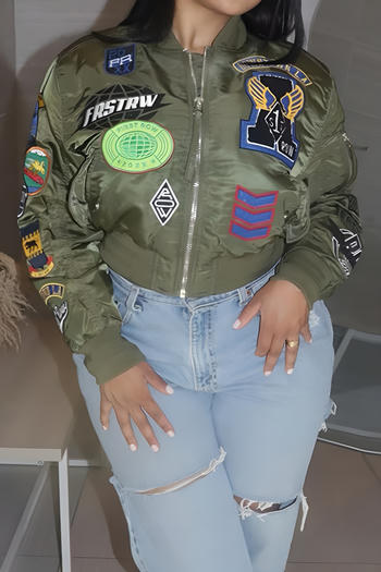 stylish plus-size non-stretch embroidery cropped jacket