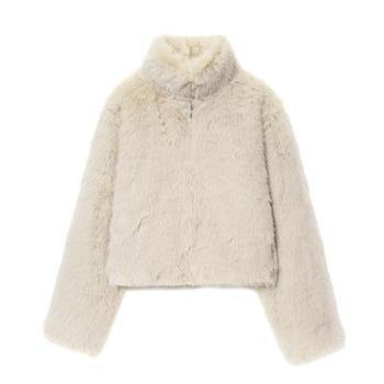 casual non-stretch half-high collar plush jacket