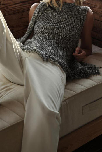 casual slight stretch ribbed knit tassels sleeveless sweaters