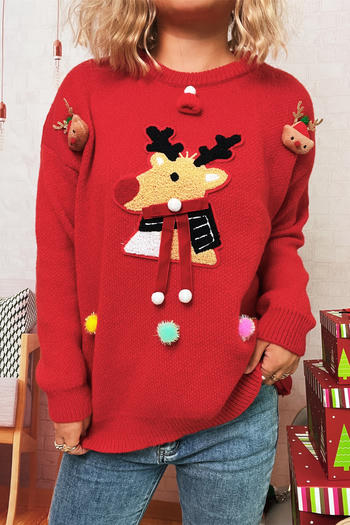christmas new elk colored balls decor stretch knitted sweater