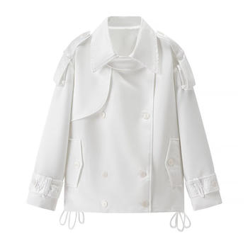 casual non-stretch lapel double-breasted solid color jacket