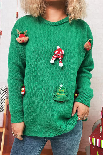 christmas new slight stretch elk santa hat christmas tree decor knitted sweater