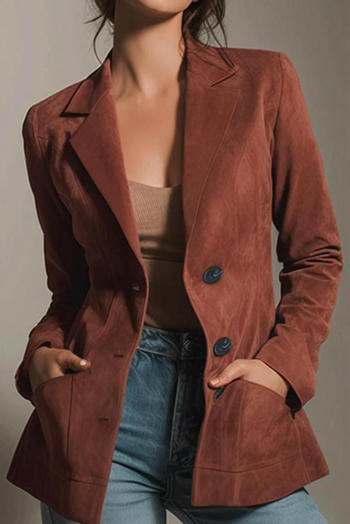 casual non-stretch solid color suede fabric single-breasted all-match blazer