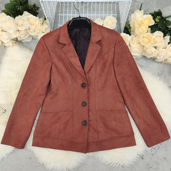 Casual non-stretch solid color suede fabric single-breasted all-match blazer