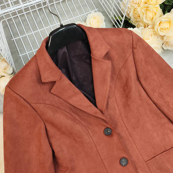 Casual non-stretch solid color suede fabric single-breasted all-match blazer