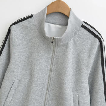 Casual slight stretch stand collar zip-up jacket(size run small)