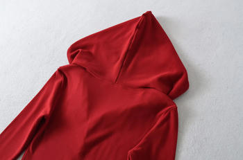 Casual slight stretch solid color zip-up hooded jacket(size run small)