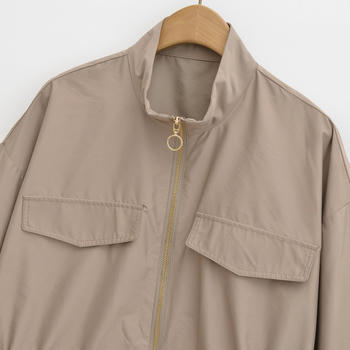 Casual non-stretch 3 colors crew neck zip-up drawstring jacket(size run small)