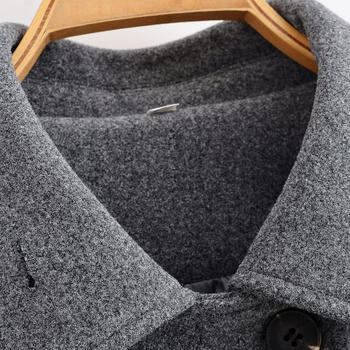 Casual non-stretch tweed lapel solid color with belt jacket