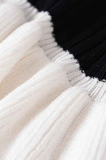 Casual slight stretch contrast color ribbed knit crew neck button sweaters