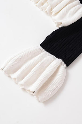 Casual slight stretch contrast color ribbed knit crew neck button sweaters