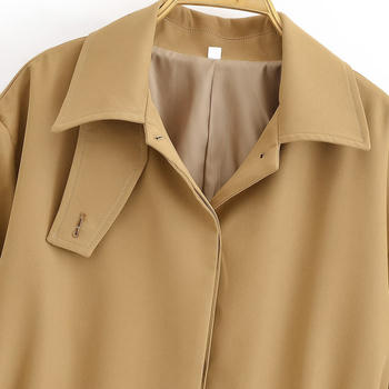 Casual non-stretch solid color lapel drawstring jacket