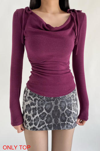 casual stretch solid color slim fit pleated top size run small