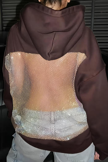 exquisite slight stretch see through fishnet stitching all-match sweatshirt