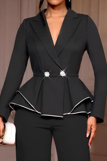 stylish plus size non-stretch rhinestone decor all-match blazer