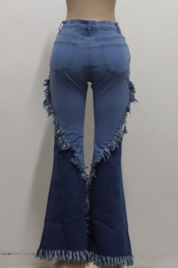 Autumn winter new plus size elastic tassels pockets stylish flare jeans