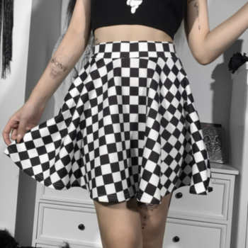 Summer plaid printing contrast color mini skirt