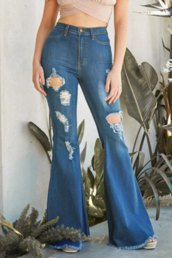 plus size autumn new stylish stretch all-match casual ripped jeans