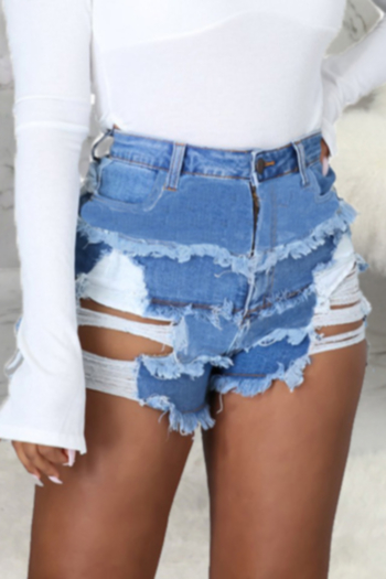 plus size summer solid color stretch new stylish ripped denim slim hot shorts