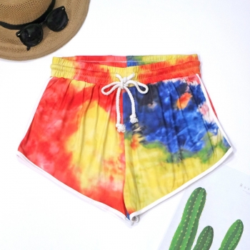l-4xl summer tie-dye stretch tie-waist loose sports adorable shorts 1#