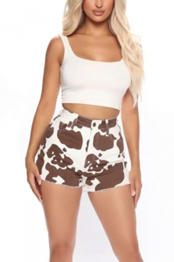 summer new stylish simple batch printing pocket zip-up stretch plus size high waist casual denim shorts