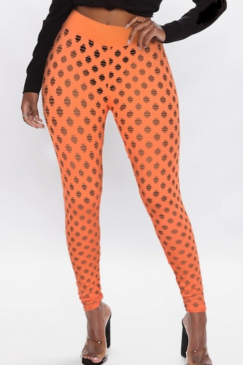 spring & summer new plus size four colors orange stretch see through cutout sexy ankle leggings (without panties)