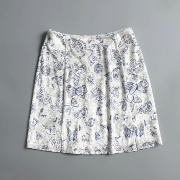 summer new stretch velvet butterfly printing split zip-up bodycon fashion skirt