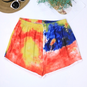 l-4xl summer new plus size multicolor tie-dye stretch casual simple loose shorts
