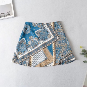 summer new batch printing inelastic zip-up high-waisted fashion mini skirt