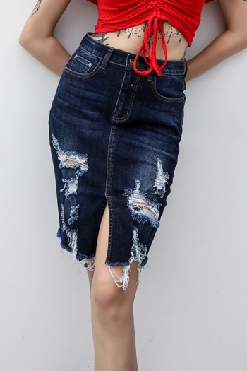s-3xl plus size summer new micro elastic solid color zip-up pocket button hole split slim fashion denim skirt