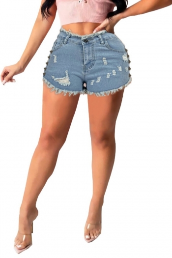 s-2xl plus size summer new two colors micro elastic zip-up pocket button slim fashion denim shorts