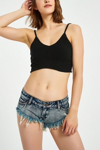 xs-2xl plus size summer new stylish inelastic pocket zip-up button low-waist sexy mini denim shorts(without top)