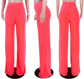 S-2XL spring & summer new plus size 3 colors solid color stretch high waist wide-leg floor length stylish straight pants