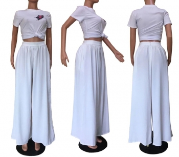 S-2XL spring & summer new plus size 3 colors solid color micro-elastic wide-leg zip-up floor length stylish casual pants 