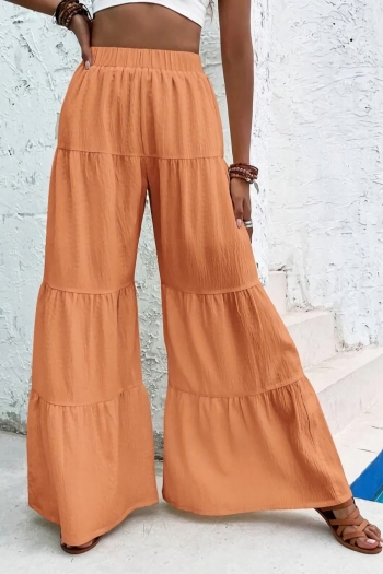 custom xs-l spring & summer new solid color micro-elastic high waist wide-leg casual stylish pants