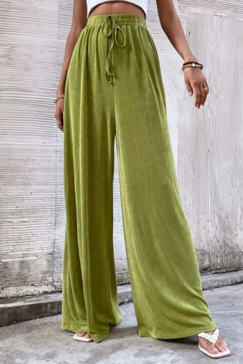 custom xs-l spring & summer new solid color stretch tie-waist wide-leg casual stylish pants