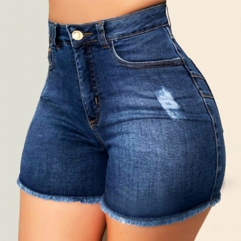 s-3xl plus size summer new stylish four colors solid color denim with pocket stretch high waist casual shorts