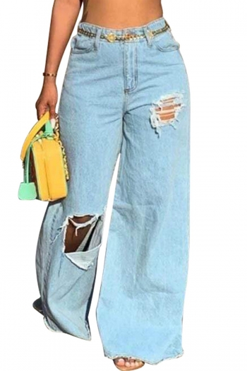 s-3xl plus size summer new stylish two colors solid color denim with pocket casual ripped jeans (without belt)