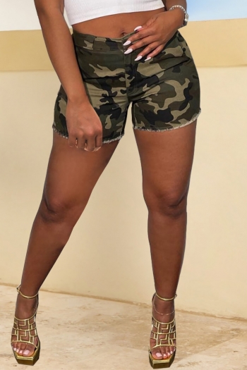 s-2xl plus size summer new stylish camo with pocket high-waist casual shorts