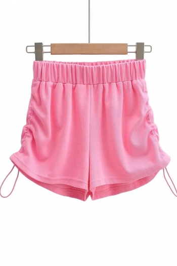 summer new 6 colors pure color slight stretch high waist drawstring stylish all-match shorts