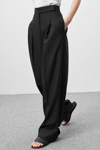 xs-xl autumn new stylish solid color high-waist inelastic casual pants