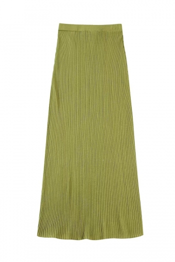 autumn & winter new solid color stretch ribbed knit stylish maxi skirt