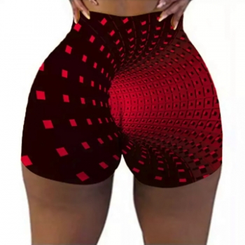 summer new stylish two colors high waist batch printing stretch slim plus size sexy shorts