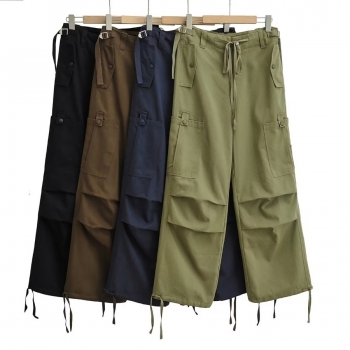 xs-l spring & autumn new 4 colors inelastic drawstring zip-up pocket button high quality stylish cargo pants