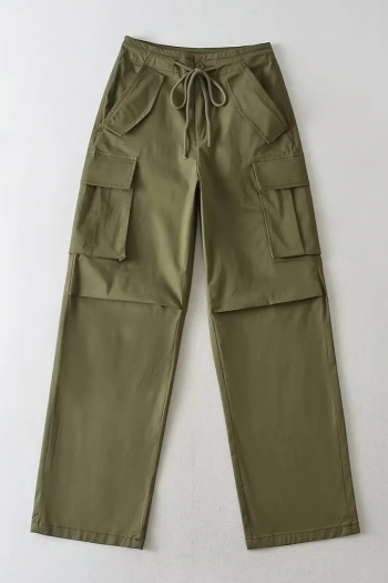xs-l autumn new stylish 3-colors pocket non-stretch zip-up drawstring loose high quality casual cargo pants