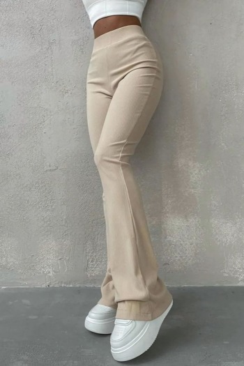 autumn new stylish two color solid color high-waist high stretch casual pants