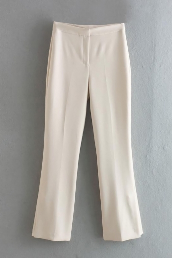 xs-l autumn new stylish solid color high-waist zip-up with pocket inelastic slit casual pants