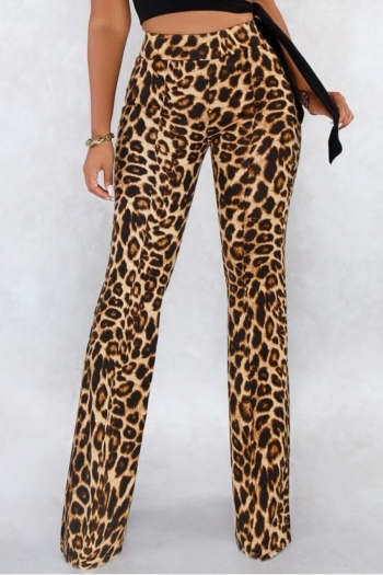 s-2xl plus size autumn new leopard printing stretch high waist loose stylish pants