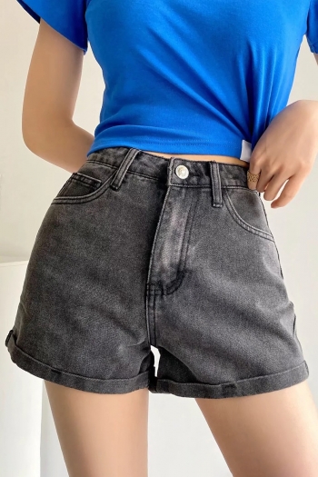 xs-l summer new stylish heart printing zip-up pocket high waist slight stretch casual denim shorts