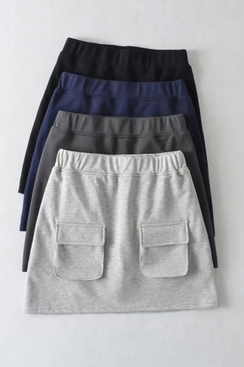 early autumn new 4 colors slight stretch pocket stylish street style all-match cargo mini skirt(with lined)